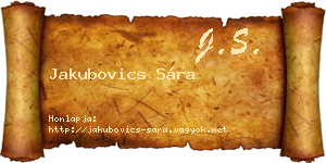 Jakubovics Sára névjegykártya